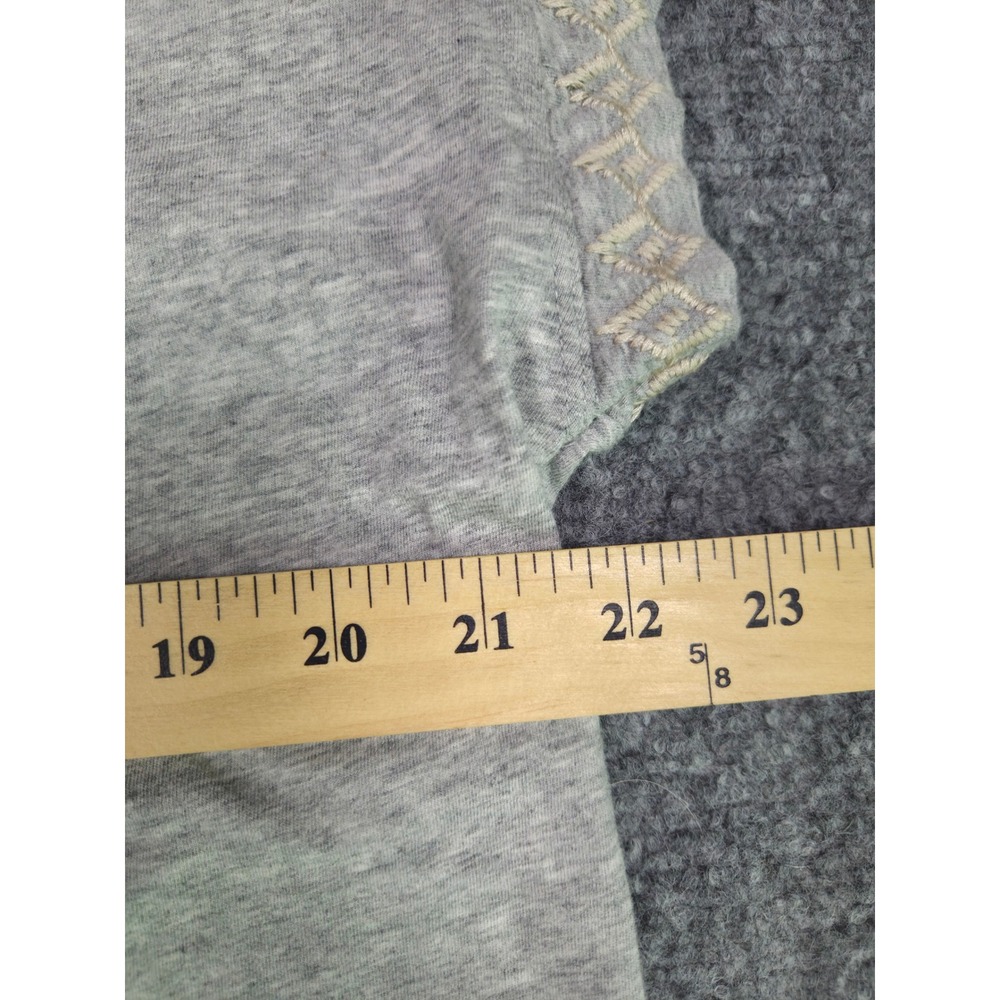 Johnny Was T-Shirt Womens Large Gray Floral Embroidered Cotton Short Sleeve - Picture 3 of 8